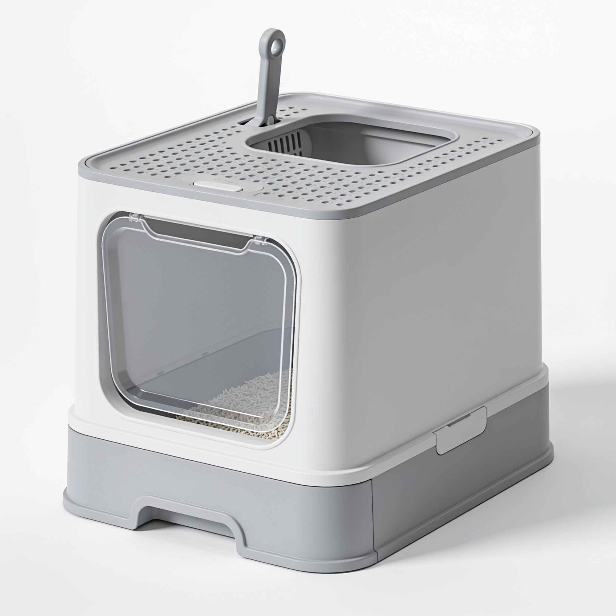 pawjoy Self-Cleaning Litter Box Regular Size, Grey